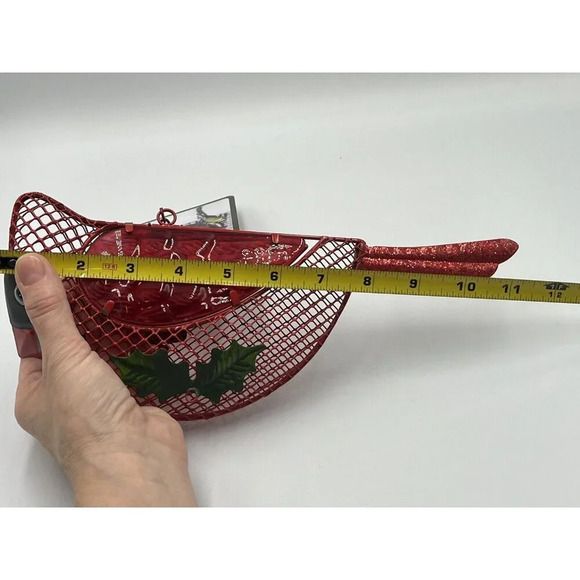Cardinal Bird Feeder NWT Yard Ornament Winter Red/Hinged/bird Seed/Tree/Glitter - Picture 14 of 16